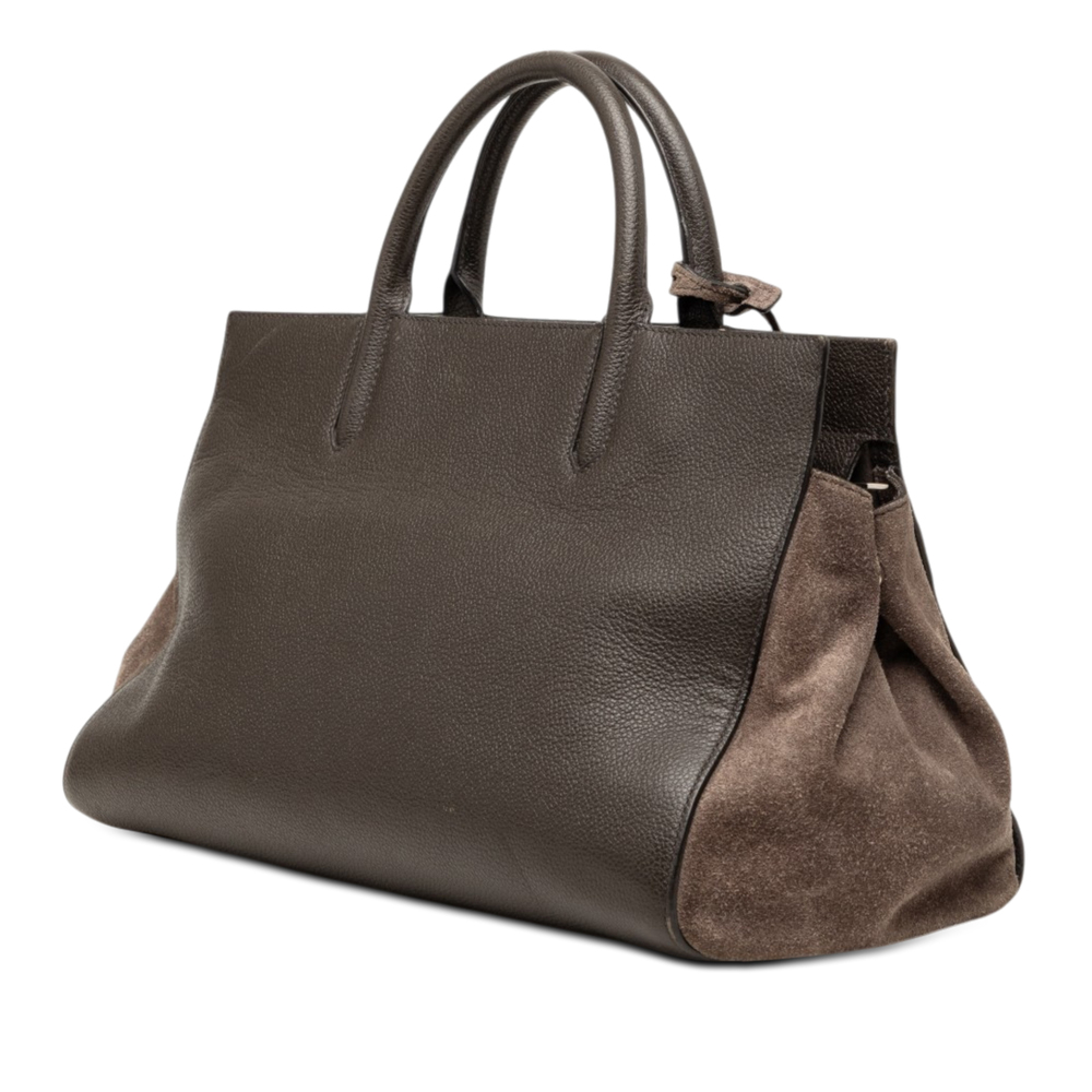 Pre-Loved Saint Laurent Small Leather and Suede Rive Gauche Cabas Tote - Picture 2 of 7